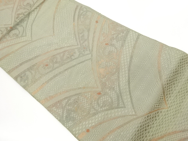 JAPANESE NAGOYA OBI / CHIKUZEN HAKATA / WOVEN FLOWER ARABESQUE